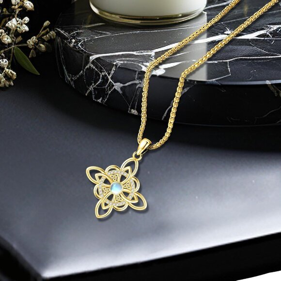 Pentagram Sun Moon Celtic Witches Knot Sterling Silver Wiccan Amulet Necklace fo - Picture 2 of 7
